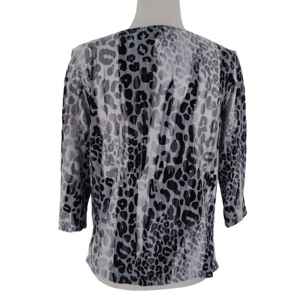 Alfred Dunner Leopard Print Tee Women SP Career Officecore Trendy Elevated Basic - Picture 4 of 11